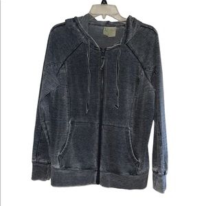 - Green Tea Hoodie Women’s Gray Burn out Cotton Blend  Full Zip. Size Large